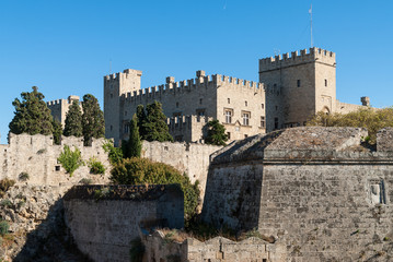 Fototapeta na wymiar Part of the impressive medieval castle in Rhodes, Greece