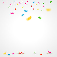 Colorful confetti background with place for text. Vector illustration