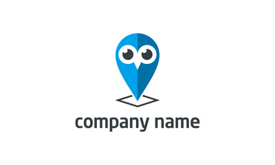 owl map pin location logo design concept