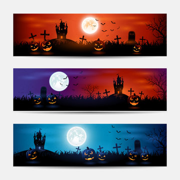 Halloween banners with castle