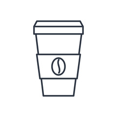 Vector coffee cup outline icon. Food symbol