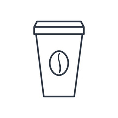 Vector coffee cup outline icon. Food symbol