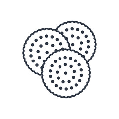 Vector three biscuits outline icon. Food symbol