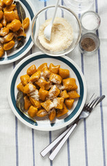 Italian dumplings. pumpkin gnocchi. healthy vegetarian squash di