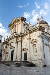 Side view of the Cathedral of the Assumption of the Virgin Mary in Dubrovnik, Croatia.