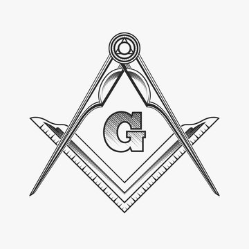 Freemasonry emblem logo with G great architect