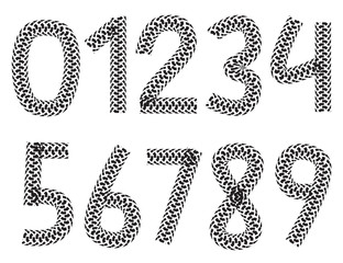 Vector digits made from motorcycle tire tracks, isolated on white