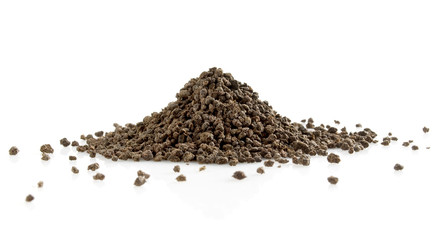 Pile of black tea on white