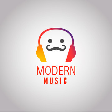 Hipster modern music vector logo, icon, radio. Eps 10