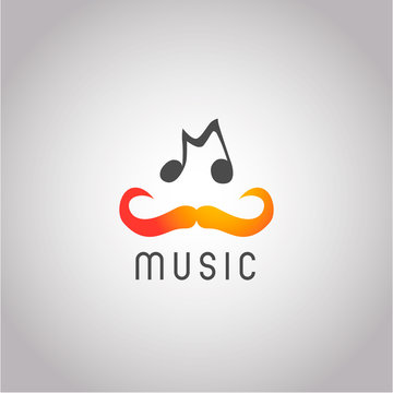 Hipster music logo. Record,  fm, radio. Vector illustration eps
