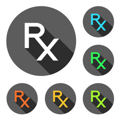 Set of Rx icons as a prescription symbols.