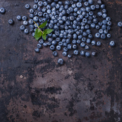 Blueberries on a dark background.Copy space for your text. Healthy food.selective focus