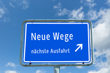 Ortstafel Blau Neue Wege