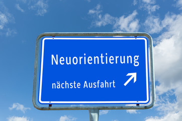 Ortstafel Blau Neuorientierung