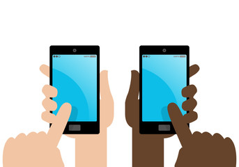 Hands Holding and Tapping Smart Phone