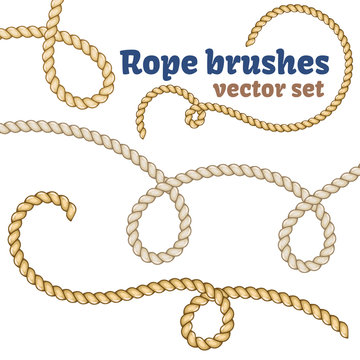 Rope brushes set. Realistic vector design.