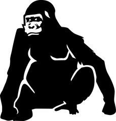 Gorilla silhouette sitting