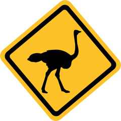 Yellow sign with ostrich