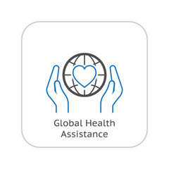 Global Health Assistance Icon. Flat Design.