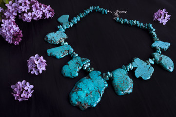 Natural turquoise stone necklace