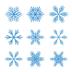 Fototapeta na wymiar Collection of Blue Snowflakes.
