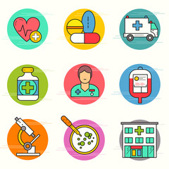 Medical and Research Icon Set. A collection of medical icons including, equipment, people and medical tools.