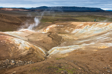Detail from Krafla volcanic area with boiling mudpots