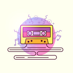 Audio Tape Cassette Vector. Retro mix tape, vector illustration.