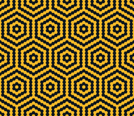 Seamless neon orange hexagonal tiles ethnic pattern vector