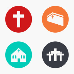 Obraz premium Vector modern church colorful icons set