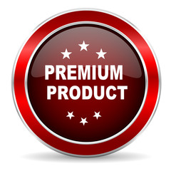 Fototapeta na wymiar premium product red circle glossy web icon, round button with metallic border