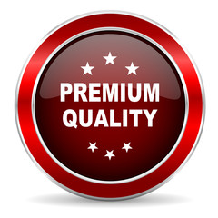 premium quality red circle glossy web icon, round button with metallic border