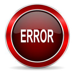 error red circle glossy web icon, round button with metallic border