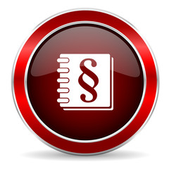 law red circle glossy web icon, round button with metallic border