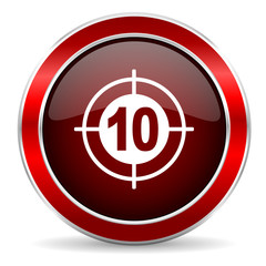 Obraz premium target red circle glossy web icon, round button with metallic border