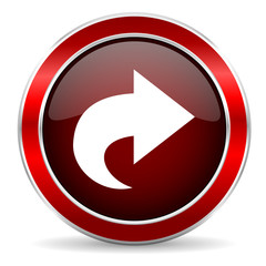 next red circle glossy web icon, round button with metallic border