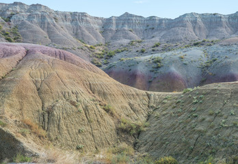 Colored rock formations at Badlands National Park in South Dakota
