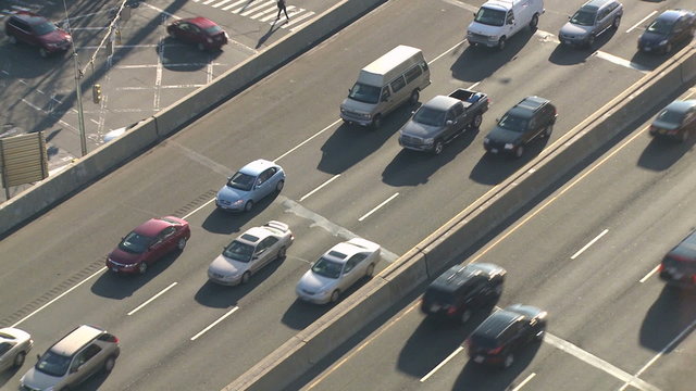 Traffic on an interstate overpass