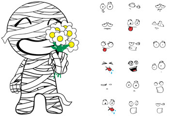 mummy kawaii cartoon expression pack in vector format
