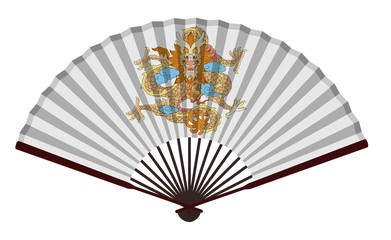 Ancient Traditional Chinese fan with Dragon