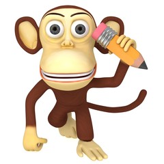 Fototapeta premium 3d funny monkey with pencil
