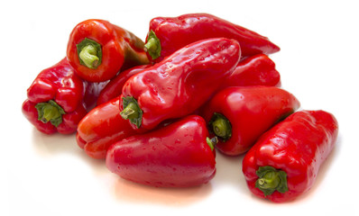 Red sweet peppers on a white background