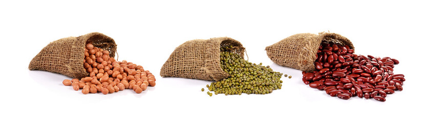 Mix beans on white background