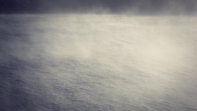 Foggy sunrise on the lake.
