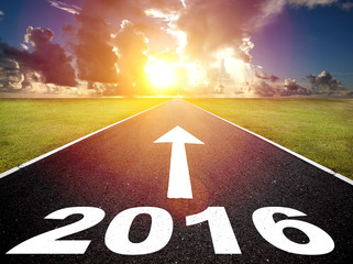 road to new yea 2016  and  sunrise background