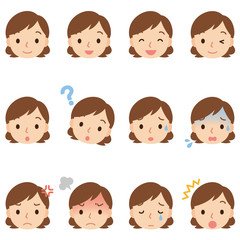 女性の表情　顔アイコン