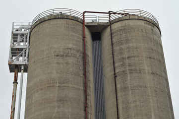 Concrete industrial double silo.