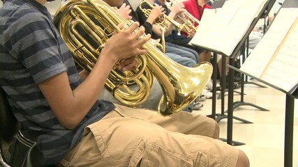 Middle school students practicing in Music Class