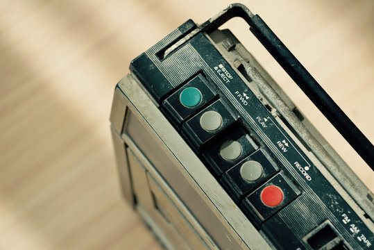 Dusty old radio with one cassette player