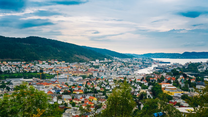Fototapeta na wymiar Aerial view Cityscape of Bergen, Norway